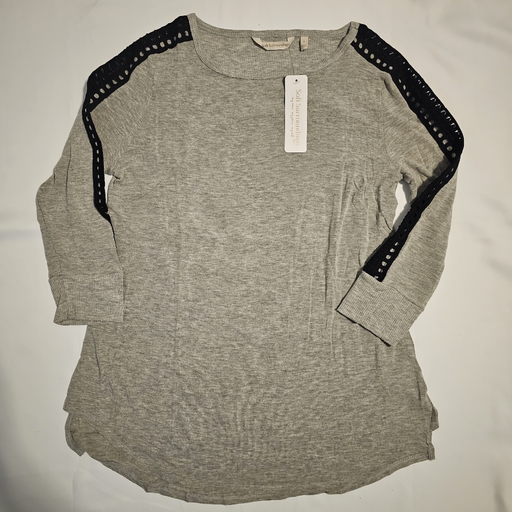 Soft Soft Surroundings Gray Tunic Top Sz S NWT